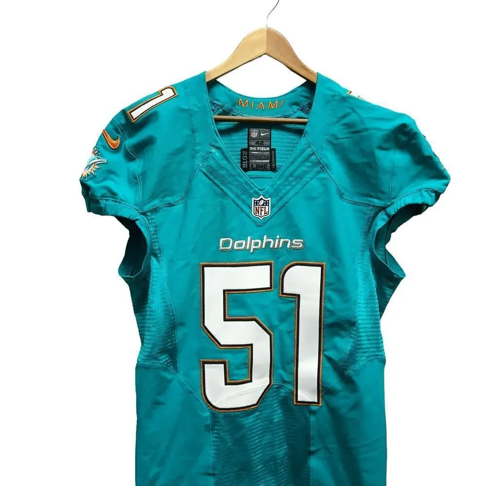 Rare 2016 Mike Poincey #51‎ Game Issued Miami Dolphins Nike Jersey Sz 42